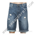 100%Cotton Destroyed Effect Short Jeans